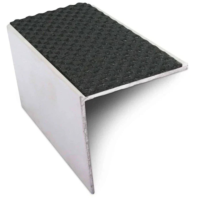 56 x 55mm Straight Edge Aluminium Stair Nosing with Tredsafe PVC Grip Insert