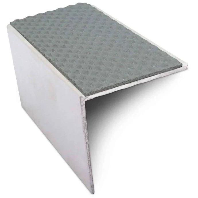 56 x 55mm Straight Edge Aluminium Stair Nosing with Tredsafe PVC Grip Insert