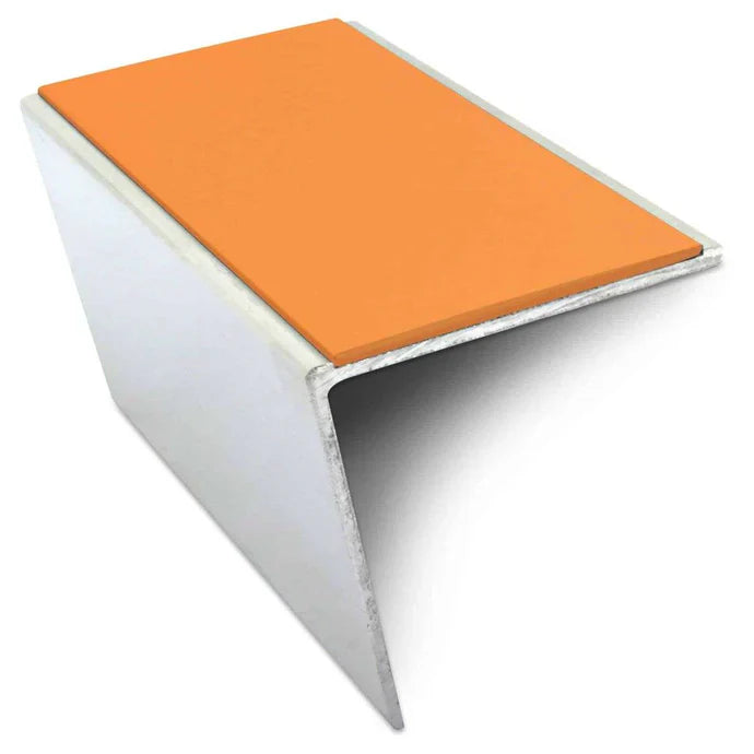 Rakeback Stair Nosing 57 x 55mm in 3mm Aluminium with Single Tredsafe PVC Non Slip Insert