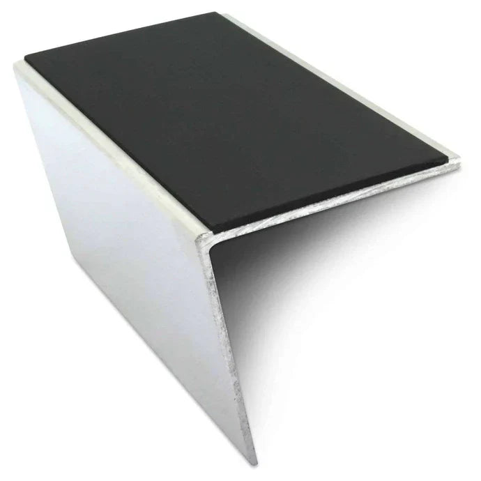 Rakeback Stair Nosing 57 x 55mm in 3mm Aluminium with Single Tredsafe PVC Non Slip Insert