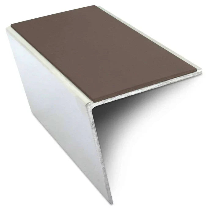 Rakeback Stair Nosing 57 x 55mm in 3mm Aluminium with Single Tredsafe PVC Non Slip Insert