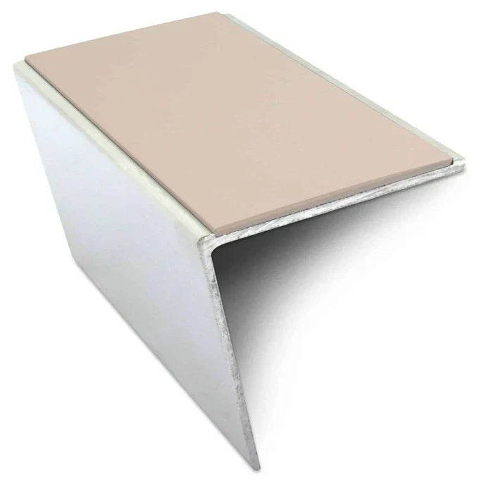 Rakeback Stair Nosing 57 x 55mm in 3mm Aluminium with Single Tredsafe PVC Non Slip Insert