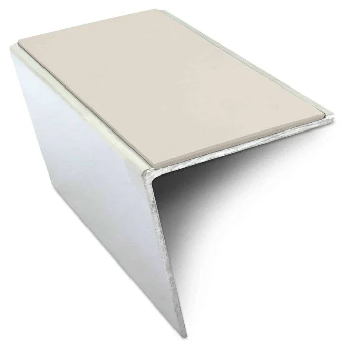 Rakeback Stair Nosing 57 x 55mm in 3mm Aluminium with Single Tredsafe PVC Non Slip Insert