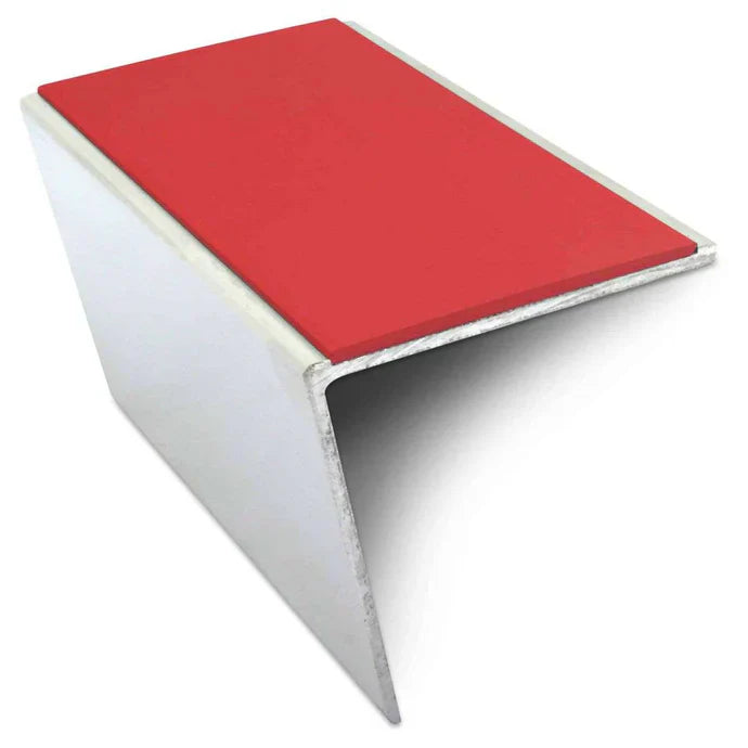 Rakeback Stair Nosing 57 x 55mm in 3mm Aluminium with Single Tredsafe PVC Non Slip Insert