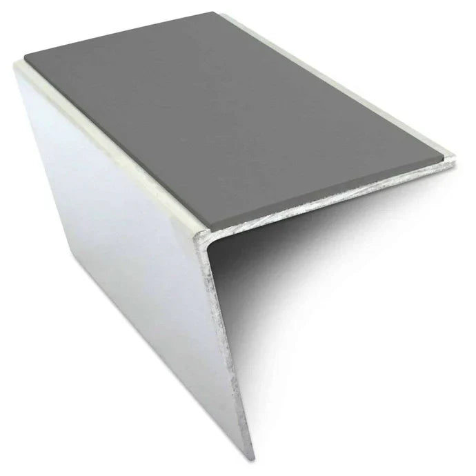 Rakeback Stair Nosing 57 x 55mm in 3mm Aluminium with Single Tredsafe PVC Non Slip Insert