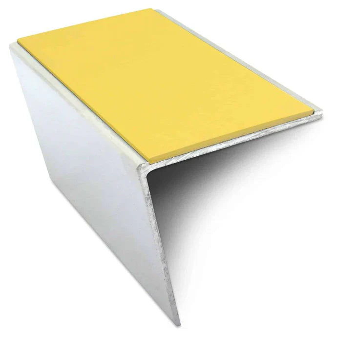 Rakeback Stair Nosing 57 x 55mm in 3mm Aluminium with Single Tredsafe PVC Non Slip Insert