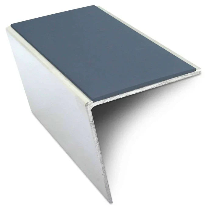 Rakeback Stair Nosing 57 x 55mm in 3mm Aluminium with Single Tredsafe PVC Non Slip Insert
