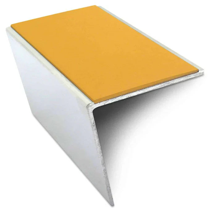 Rakeback Stair Nosing 57 x 55mm in 3mm Aluminium with Single Tredsafe PVC Non Slip Insert