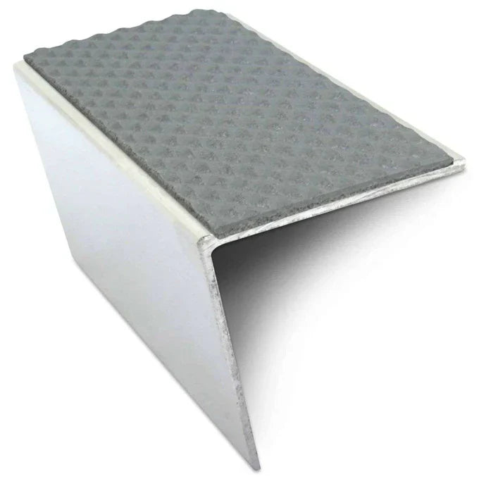 57 x 55mm Rakeback Aluminium Stair Nosing with Tredsafe PVC Non Slip Insert