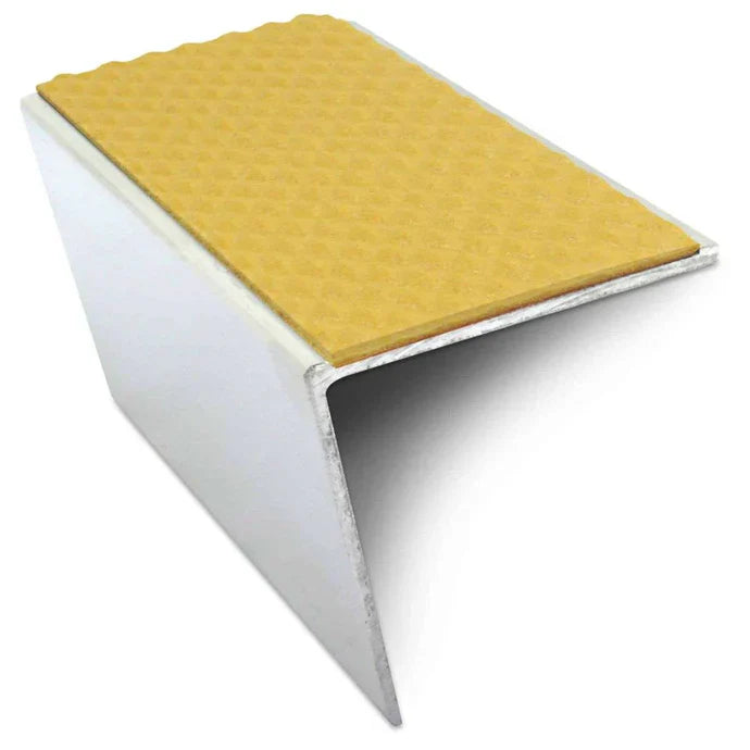 57 x 55mm Rakeback Aluminium Stair Nosing with Tredsafe PVC Non Slip Insert