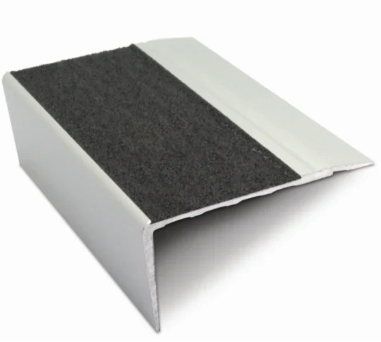 68 x 33mm Anodised Aluminium Stair Nosing with Silicone Carbide Anti Slip Insert for Indoor and Outdoor Steps