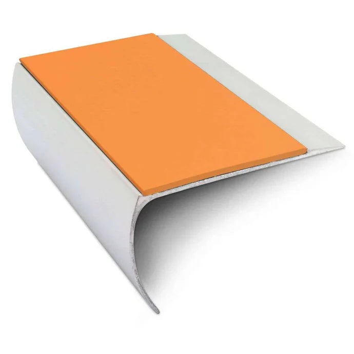 Bullnose Aluminium Stair Nosing 69 × 40mm with Ramped Tread and Non-Slip PVC Insert
