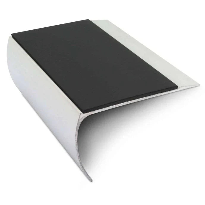 Bullnose Aluminium Stair Nosing 69 × 40mm with Ramped Tread and Non-Slip PVC Insert