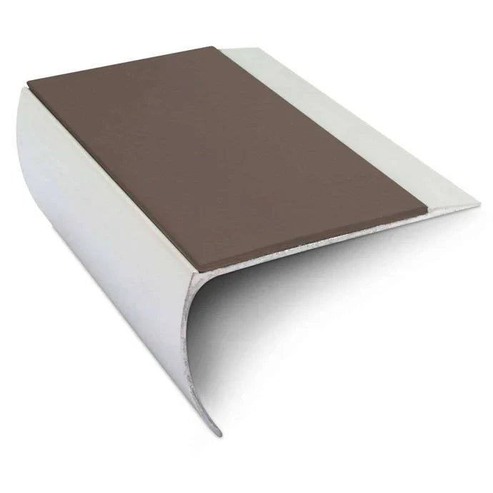 Bullnose Aluminium Stair Nosing 69 × 40mm with Ramped Tread and Non-Slip PVC Insert