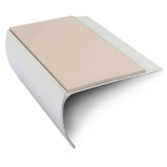 Bullnose Aluminium Stair Nosing 69 × 40mm with Ramped Tread and Non-Slip PVC Insert
