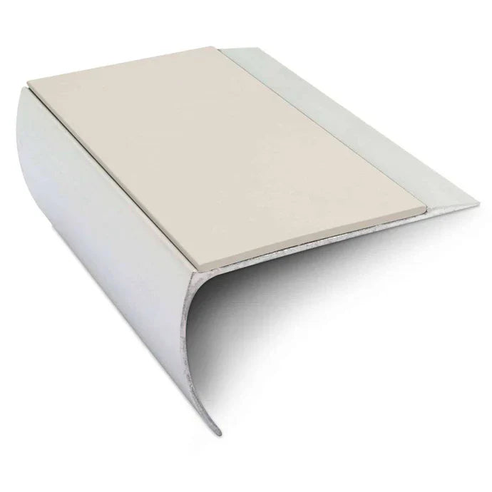 Bullnose Aluminium Stair Nosing 69 × 40mm with Ramped Tread and Non-Slip PVC Insert