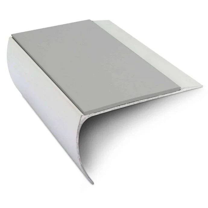Bullnose Aluminium Stair Nosing 69 × 40mm with Ramped Tread and Non-Slip PVC Insert