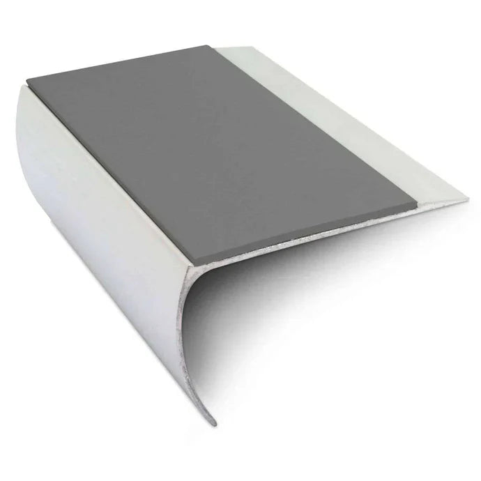 Bullnose Aluminium Stair Nosing 69 × 40mm with Ramped Tread and Non-Slip PVC Insert
