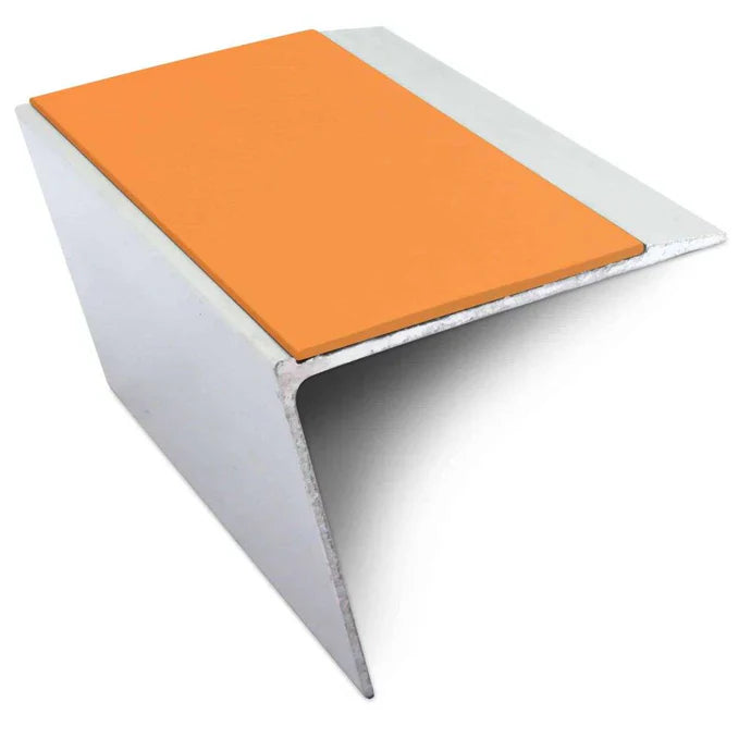 Rakeback Aluminium Stair Nosing 67 × 55mm with Ramped Tread and Non-Slip PVC Insert