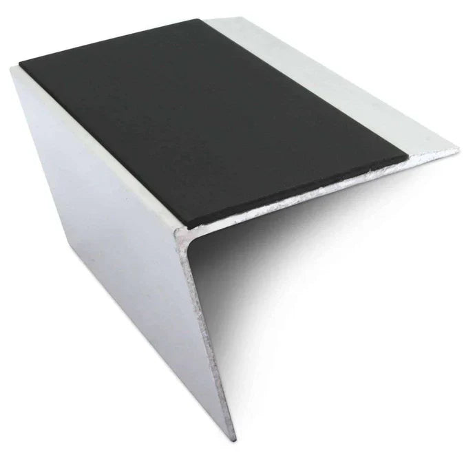 Rakeback Aluminium Stair Nosing 67 × 55mm with Ramped Tread and Non-Slip PVC Insert