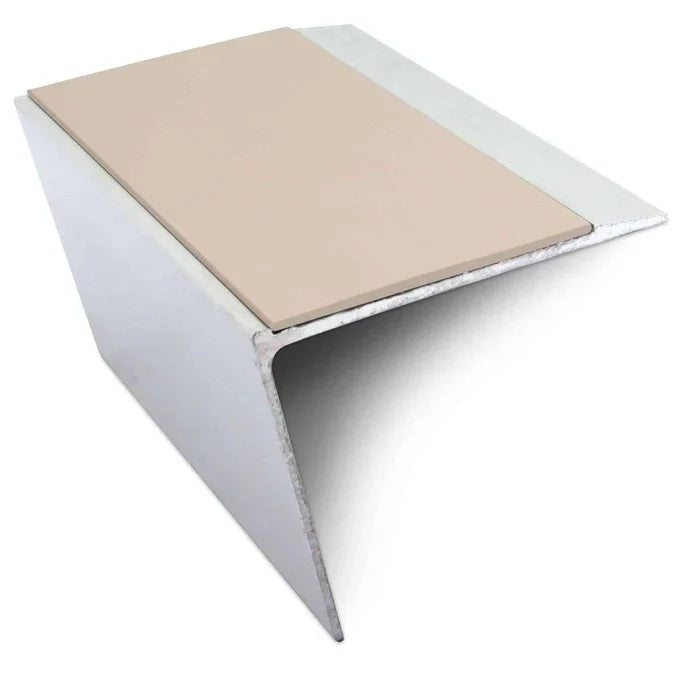 Rakeback Aluminium Stair Nosing 67 × 55mm with Ramped Tread and Non-Slip PVC Insert