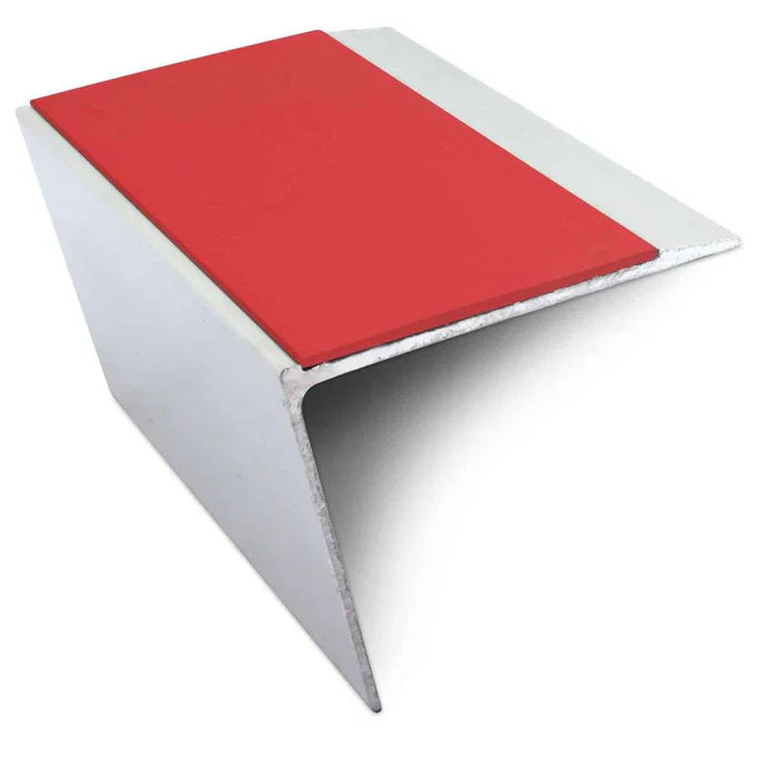 Rakeback Aluminium Stair Nosing 67 × 55mm with Ramped Tread and Non-Slip PVC Insert