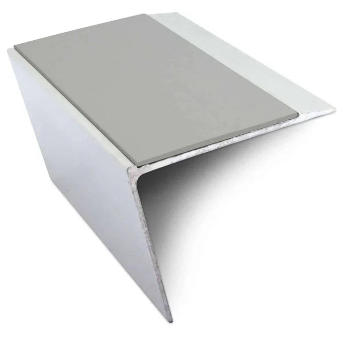 Rakeback Aluminium Stair Nosing 67 × 55mm with Ramped Tread and Non-Slip PVC Insert