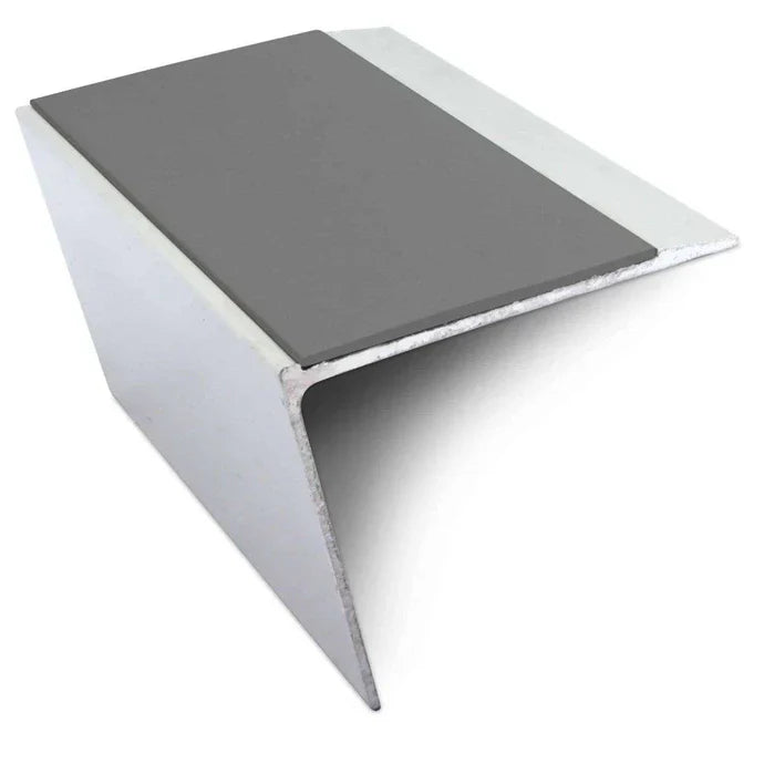 Rakeback Aluminium Stair Nosing 67 × 55mm with Ramped Tread and Non-Slip PVC Insert