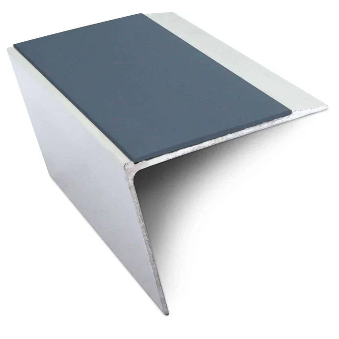 Rakeback Aluminium Stair Nosing 67 × 55mm with Ramped Tread and Non-Slip PVC Insert