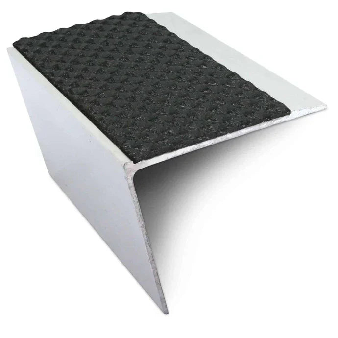 67 × 55mm Tredsafe Aluminium Stair Nosing - Rakeback Riser and Non-Slip PVC Insert