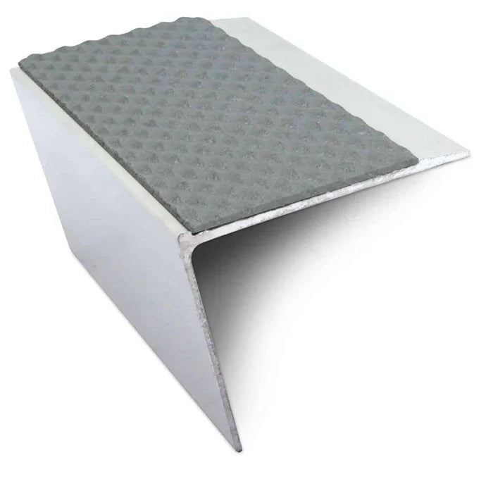 67 × 55mm Tredsafe Aluminium Stair Nosing - Rakeback Riser and Non-Slip PVC Insert