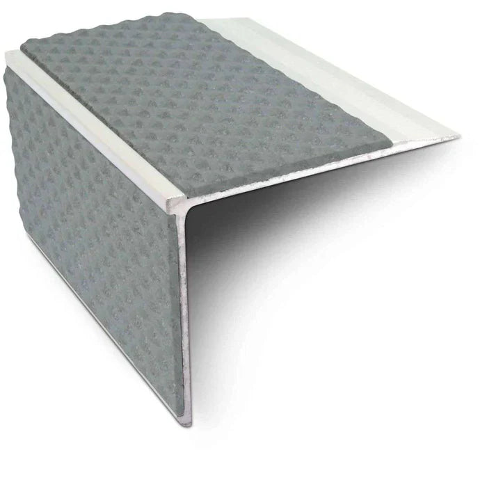 75 × 58mm Straight-Edge Stair Nosing Trim in Anodised Aluminium with Dual Tredsafe PVC Inserts