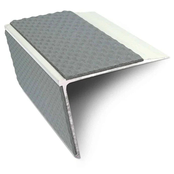 Tredsafe Aluminium Rakeback Stair Nosing 75 × 58mm with Dual Anti-Slip Inserts
