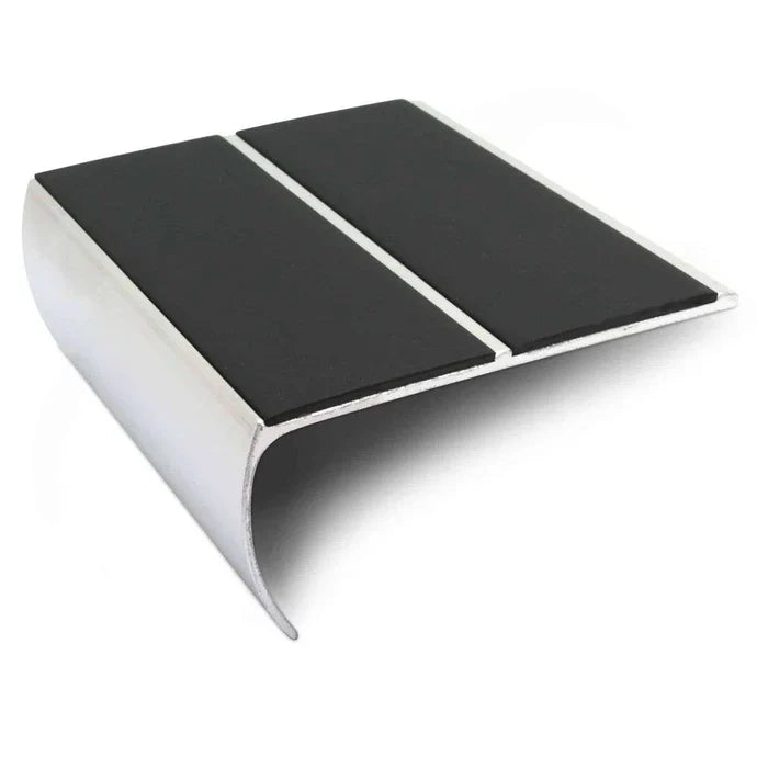 Bullnose Stair Edge Protector 87mm x 40mm with PVC Grip Insert – Non-Slip Aluminium Stair Nosing (Pre-Drilled)
