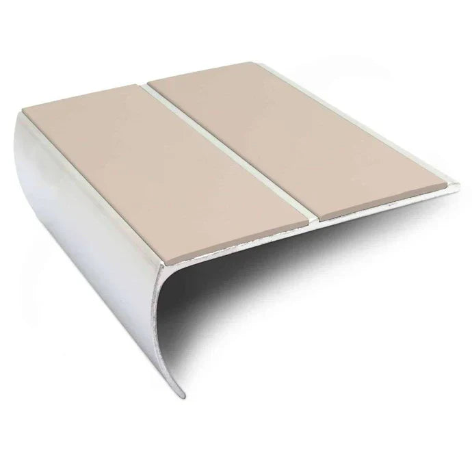 Bullnose Stair Edge Protector 87mm x 40mm with PVC Grip Insert – Non-Slip Aluminium Stair Nosing (Pre-Drilled)