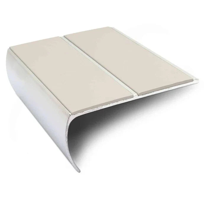 Bullnose Stair Edge Protector 87mm x 40mm with PVC Grip Insert – Non-Slip Aluminium Stair Nosing (Pre-Drilled)