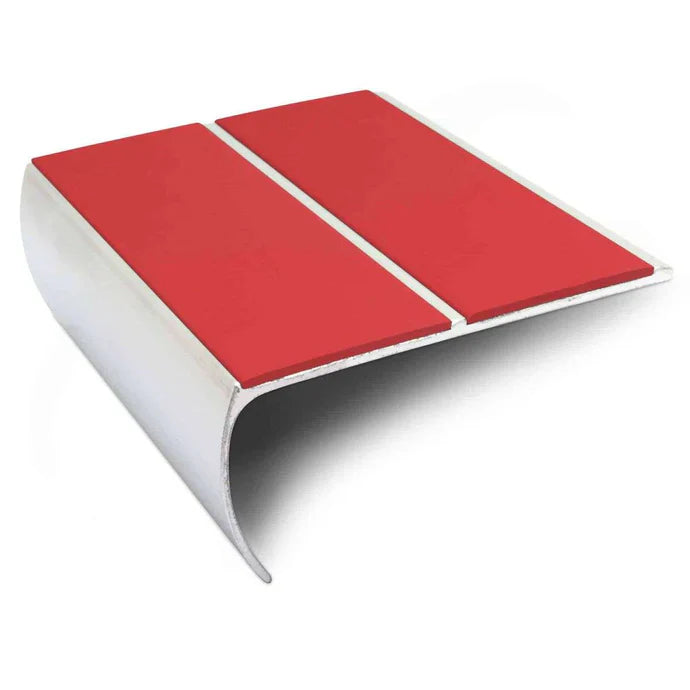 Bullnose Stair Edge Protector 87mm x 40mm with PVC Grip Insert – Non-Slip Aluminium Stair Nosing (Pre-Drilled)