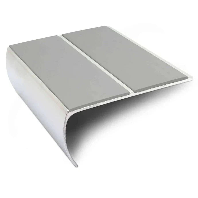 Bullnose Stair Edge Protector 87mm x 40mm with PVC Grip Insert – Non-Slip Aluminium Stair Nosing (Pre-Drilled)