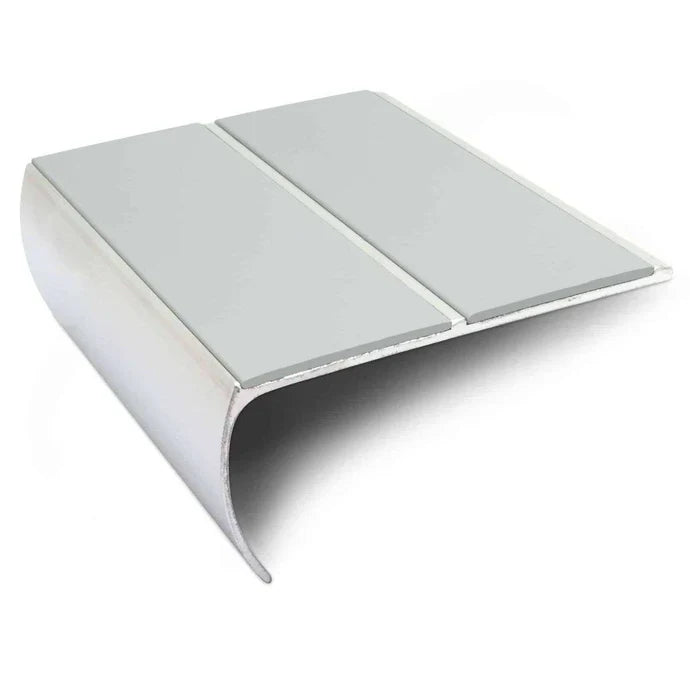 Bullnose Stair Edge Protector 87mm x 40mm with PVC Grip Insert – Non-Slip Aluminium Stair Nosing (Pre-Drilled)