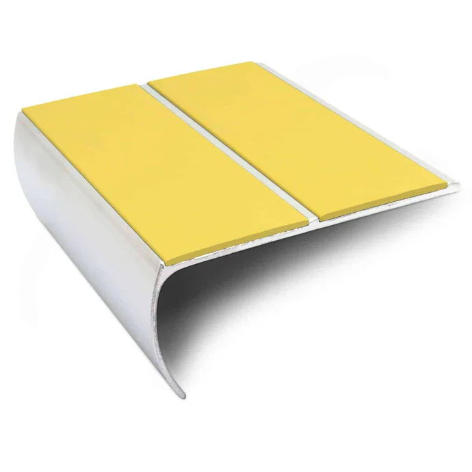 Bullnose Stair Edge Protector 87mm x 40mm with PVC Grip Insert – Non-Slip Aluminium Stair Nosing (Pre-Drilled)