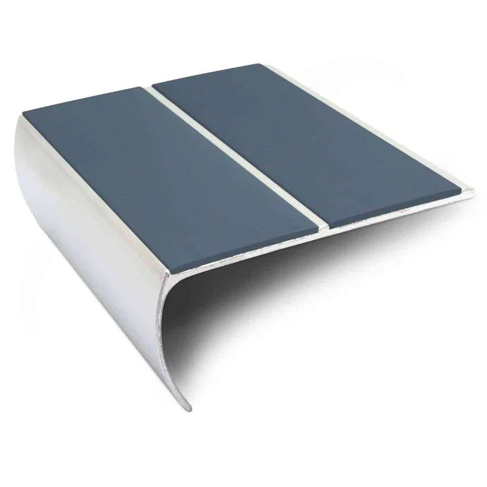 Bullnose Stair Edge Protector 87mm x 40mm with PVC Grip Insert – Non-Slip Aluminium Stair Nosing (Pre-Drilled)