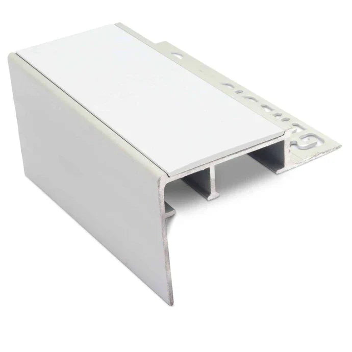 56 x 55mm Aluminium Tile-In Non Slip Stair Nosing with PVC Grip for 10–12.5mm Tiles