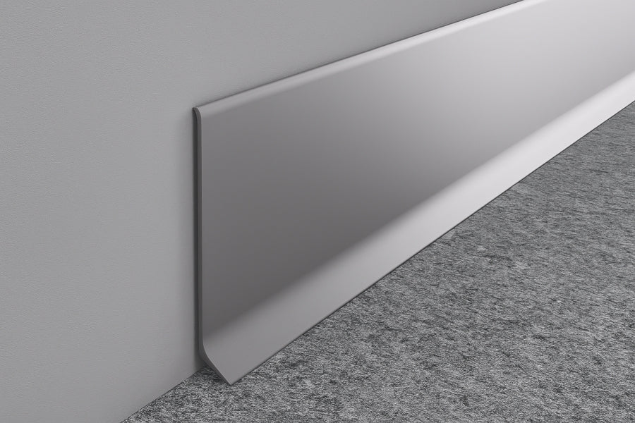 80mm Silver Anodised Aluminium Skirting Board, 2500mm Wall–Floor Edge Trim with Corner and End Accessories