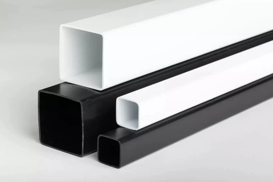 Rigid Plastic Box Section – Square PVC Tube 1m & 2.5m Length, Black & White