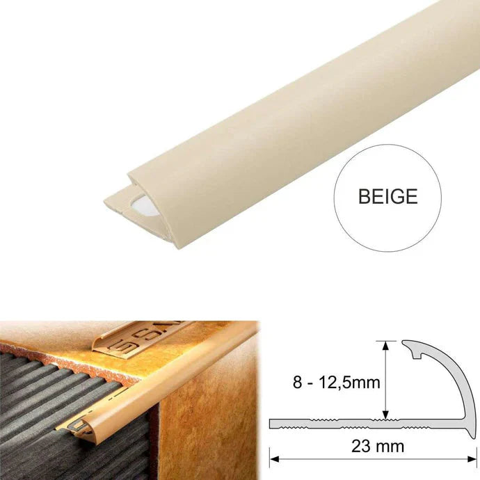 PVC Quadrant Tile Edge Trim 2.5m – Rounded Corner & Tile Finishing Profile (5–12mm)