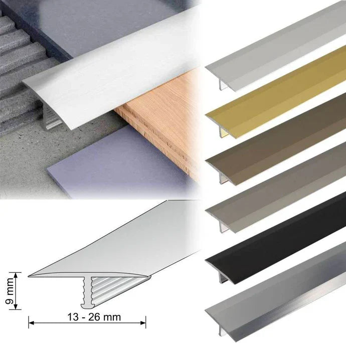 18mm Aluminium T-Joint Floor Transition Strip for Tile & Hard Flooring