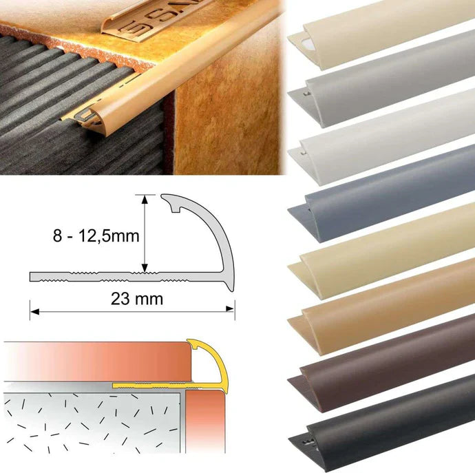PVC Quadrant Tile Edge Trim 2.5m – Rounded Corner & Tile Finishing Profile (5–12mm)