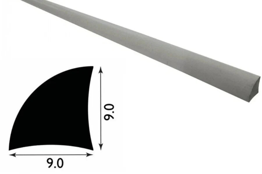 9mm UPVC Quadrant Corner Beading – 1m or 2.44m Length in White, Black or Silver