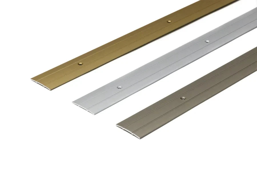 37mm Flat Anodised Threshold Bar, 1 Metre Screw-Fix Aluminium Transition Strip in Champagne, Gold or Silver