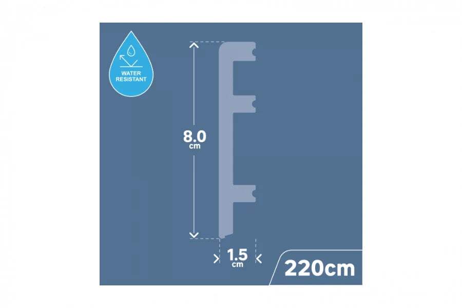 Modern Wall to Floor PVC Skirting Trim 80mm Height – 2.2m Length in Neutral Colours
